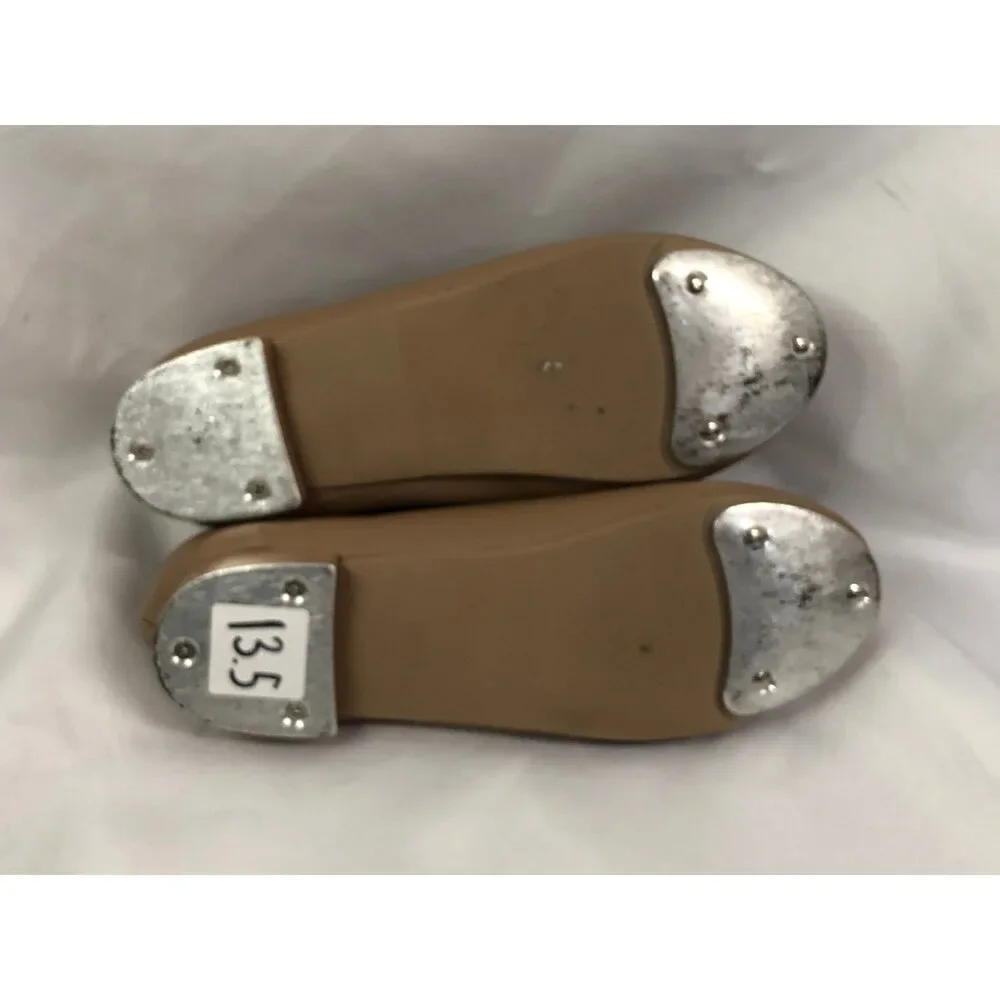 Pre-Owned Dance Tap Shoes Danshuz 534 Child 13.5M Tan Mary Jane Leather No Buck